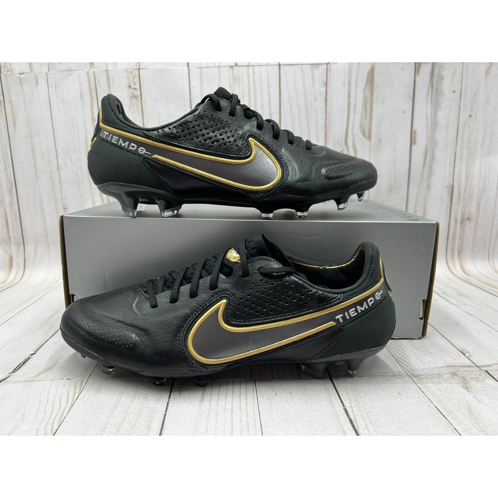 Nike Men's Tiempo Legend 9 Elite FG 'Black‎ Metallic Gold Size 7.5 CZ8482 007